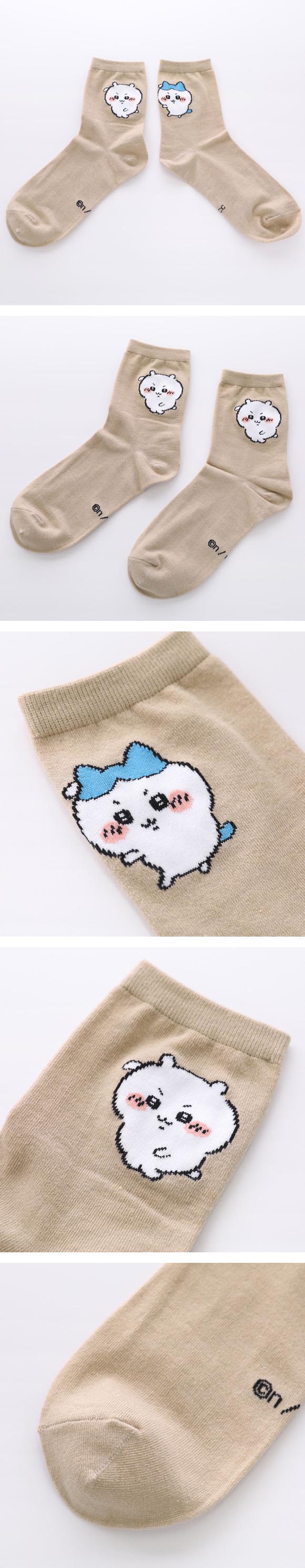 ちいかわ ソックス ちいかわとハチワレ 下剋上 クルー丈 レディース 23-25cm キャラクターソックス 靴下