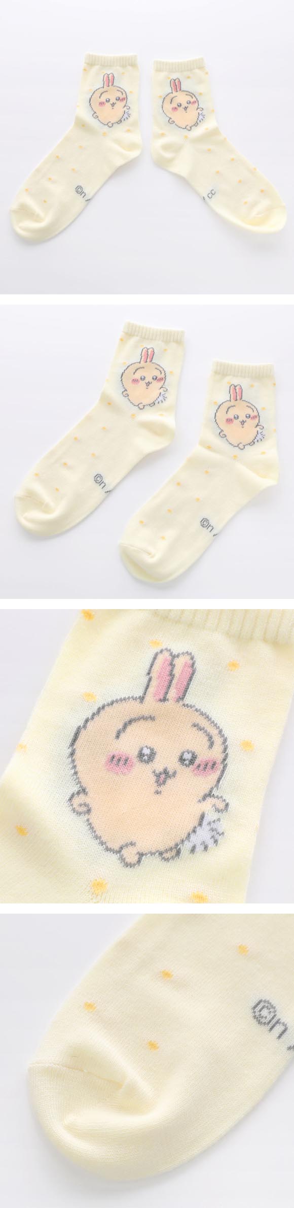 ちいかわ ソックス うさぎドット クルー丈 レディース 23-25cm キャラクターソックス 靴下