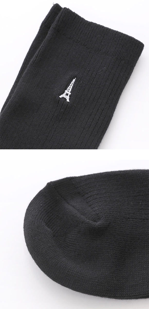 JOSE スクールソックス ジュニア 18cm丈 クルー丈 3足組 刺繍 エッフェル塔 破れにくい 消臭 靴下 22-25cm okamoto 635176