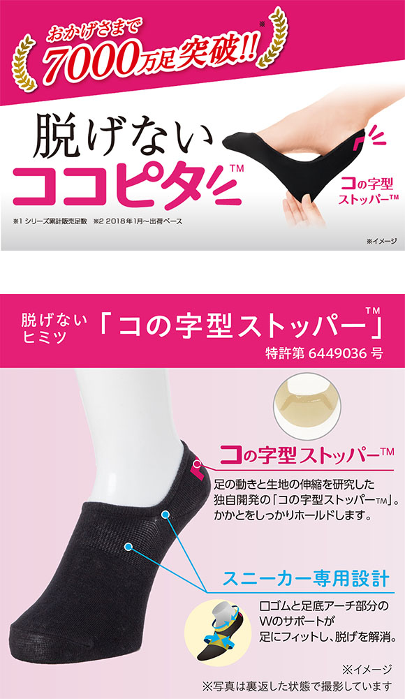 ココピタ 4足組 深め フットカバー スニーカー 綿混 Wサポート レディース ソックス 靴下 21-23cm 23-25cm 24-26cm KOKOPITA