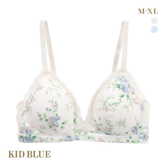 キッドブルー ジャスミンローズ ノンワイヤー ブラジャー ソフトブラジャー 三角ブラ ブラレット 大きいサイズ KID BLUE