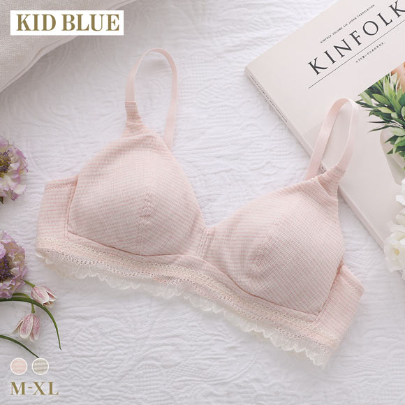 キッドブルー ボタニカルクレープ ノンワイヤー ブラジャー ソフトブラジャー ブラレット 高島ちぢみ 大きいサイズ KID BLUE
