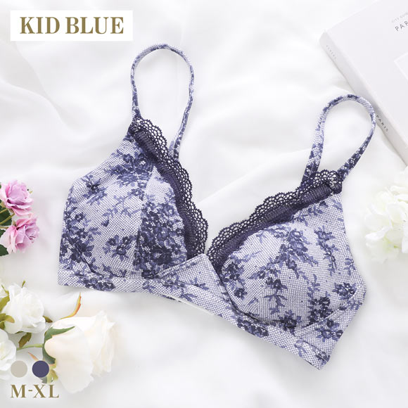 キッドブルー 26ローズレースＰＴ ノンワイヤー ブラジャー ソフトブラジャー 三角ブラ ブラレット 大きいサイズ 下着 KID BLUE