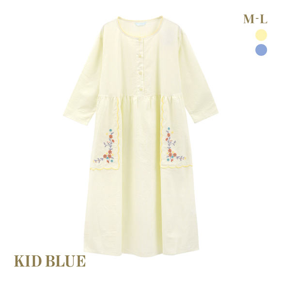 キッドブルー 25ストライプエンブ ワンピース ルームウェア パジャマ 長袖 KID BLUE