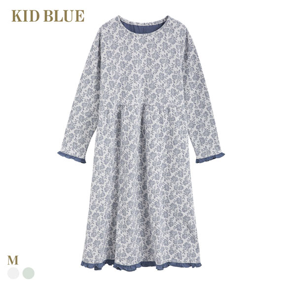キッドブルー 25接結フラワーJQ 長袖 ワンピース ルームウェア パジャマ KID BLUE
