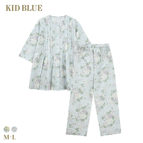 キッドブルー 26フローラルガーデンN 7分袖 くるぶし丈 上下セット パジャマ ルームウェア KID BLUE
