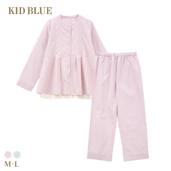 キッドブルー 26ストライプ＆天竺 長袖 くるぶし丈 上下セット パジャマ KID BLUE