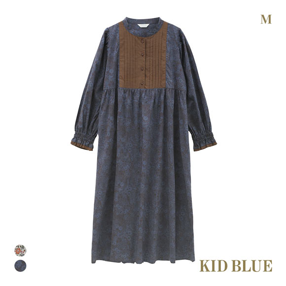 キッドブルー 25AW LIBERTYプリント ワンピース 長袖 ネグリジェ ナイティ ルームウェア パジャマ レディースー KID BLUE