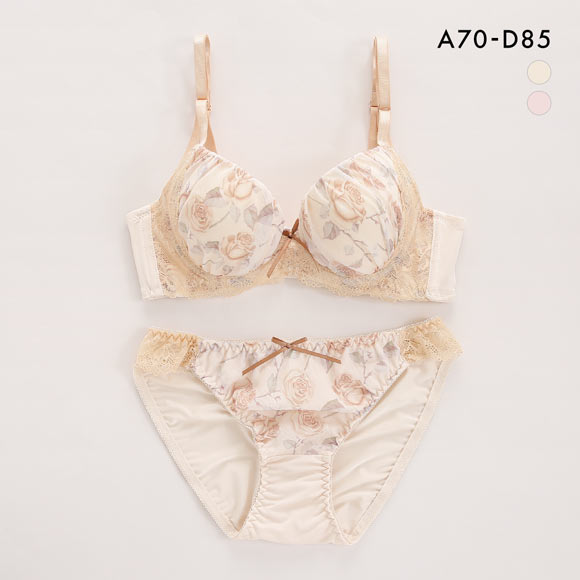 サンエイ 脇高 ブルームローズ ブラセット ABCD 脇肉 はみ肉すっきり 脇寄せ ブラジャー ショーツ セット 美胸 谷間 丸胸 SANEI