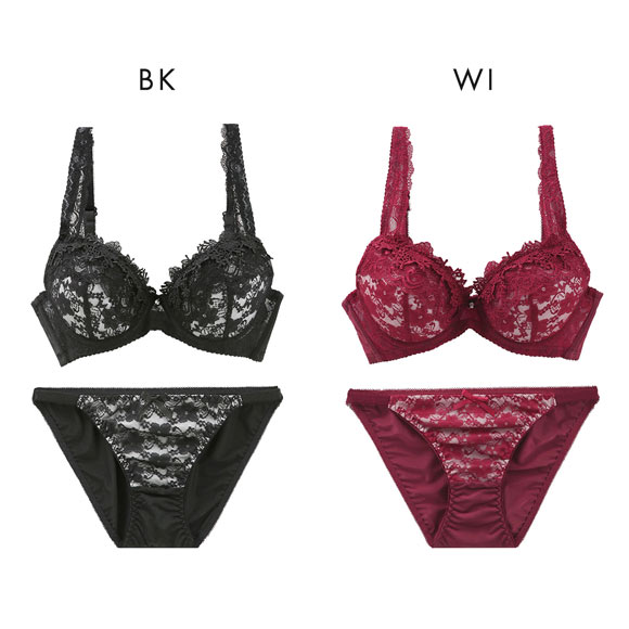 サンエイ 脇高 シックフラワー ブラセット ABCD 脇肉 はみ肉すっきり 脇寄せ ブラジャー ショーツ セット 美胸 谷間 丸胸 SANEI