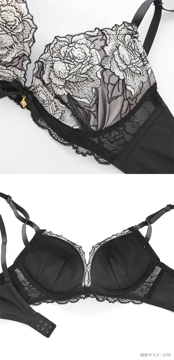 サンエイ 脇高 グロッシーローズ刺繍 ブラセット ABCD 脇肉 はみ肉すっきり 脇寄せ ブラジャー ショーツ セット 美胸 谷間 丸胸 SANEI 大きいサイズ