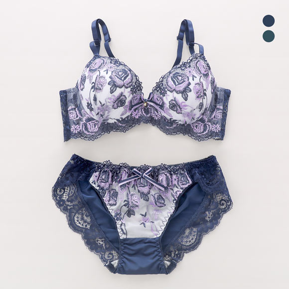 サンエイ 脇高 バイカラーローズ ブラセット ABCD 脇肉 はみ肉すっきり 脇寄せ ブラジャー ショーツ セット 美胸 谷間 丸胸 SANEI