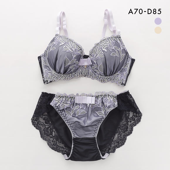 サンエイ 脇高 ボタニカルフラワー刺繍 ブラセット ABCD 脇肉 はみ肉すっきり 脇寄せ ブラジャー ショーツ セット 美胸 SANEI