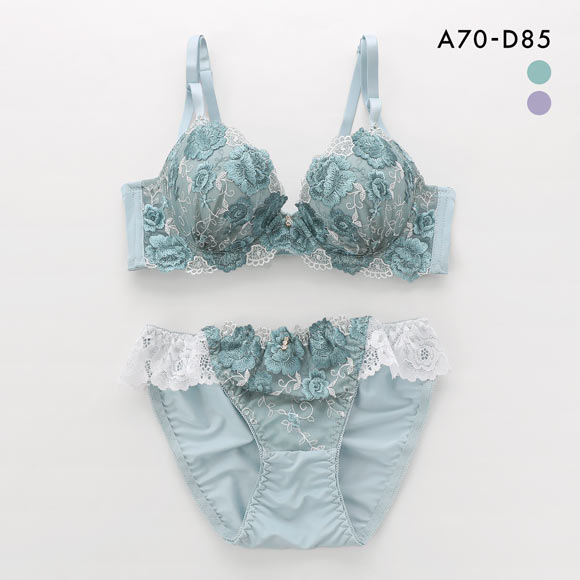 サンエイ 脇高 フェミニンローズガーデン ブラセット ABCD 脇肉 はみ肉すっきり 脇寄せ ブラジャー ショーツ セット 美胸 SANEI