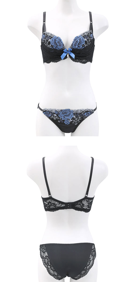 サンエイ 脇高 ゴージャスフラワー ブラセット ABCD 脇肉 はみ肉すっきり 脇寄せ ブラジャー ショーツ セット 美胸 谷間 丸胸 SANEI