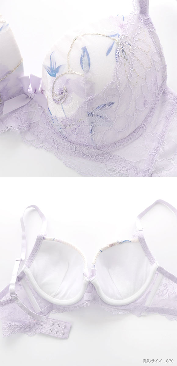 サンエイ 脇高 パステルフラワー ブラセット ABCD 脇肉 はみ肉すっきり 脇寄せ ブラジャー ショーツ セット 美胸 谷間 丸胸 SANEI