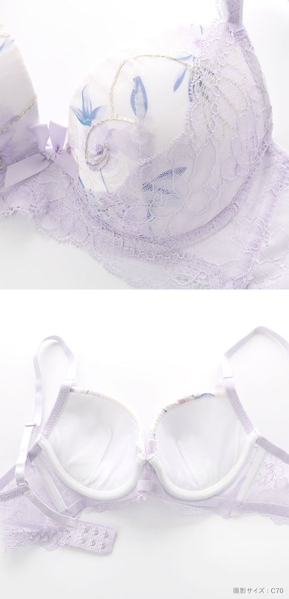 サンエイ 脇高 パステルフラワー ブラセット ABCD 脇肉 はみ肉すっきり 脇寄せ ブラジャー ショーツ セット 美胸 谷間 丸胸 SANEI