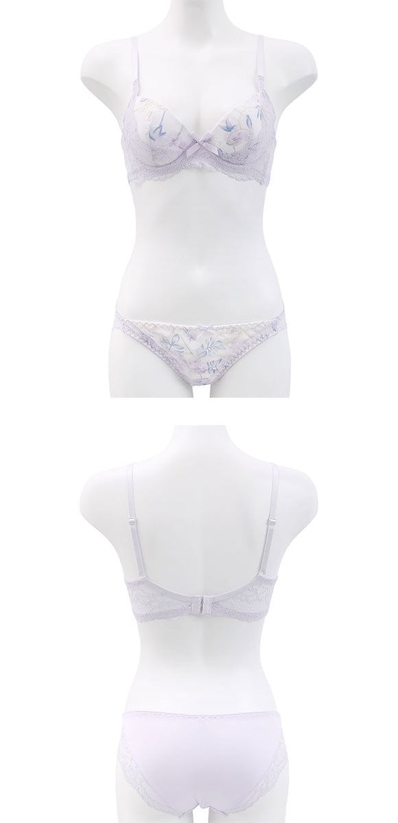 サンエイ 脇高 パステルフラワー ブラセット ABCD 脇肉 はみ肉すっきり 脇寄せ ブラジャー ショーツ セット 美胸 谷間 丸胸 SANEI