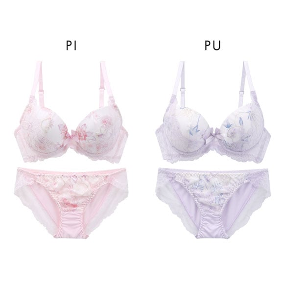 サンエイ 脇高 パステルフラワー ブラセット ABCD 脇肉 はみ肉すっきり 脇寄せ ブラジャー ショーツ セット 美胸 谷間 丸胸 SANEI