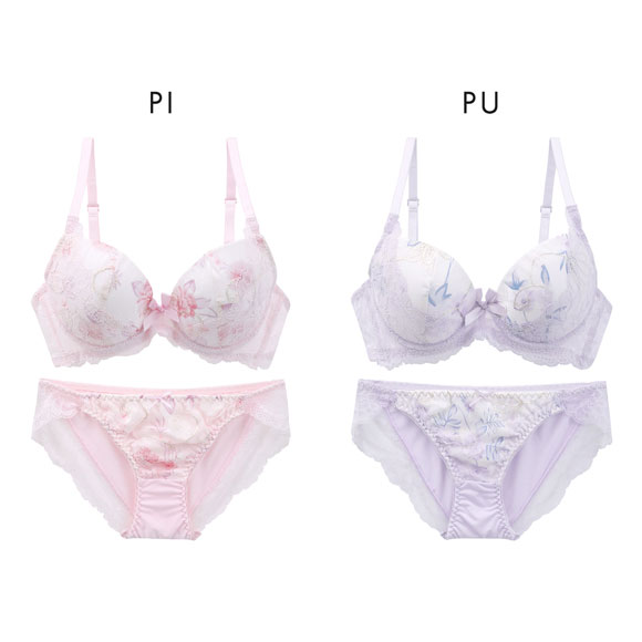 サンエイ 脇高 パステルフラワー ブラセット ABCD 脇肉 はみ肉すっきり 脇寄せ ブラジャー ショーツ セット 美胸 谷間 丸胸 SANEI