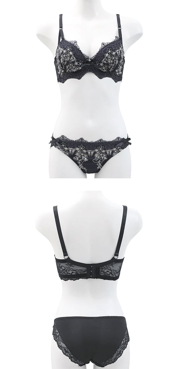 サンエイ 脇高 アンティークレーシィフラワー ブラセット EF 大きいサイズ グラマー 脇肉 はみ肉すっきり 脇寄せ ブラジャー ショーツ 美胸 谷間 丸胸 SANEI