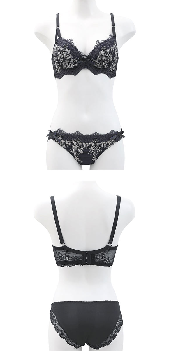 サンエイ 脇高 アンティークレーシィフラワー ブラセット EF 大きいサイズ グラマー 脇肉 はみ肉すっきり 脇寄せ ブラジャー ショーツ SANEI