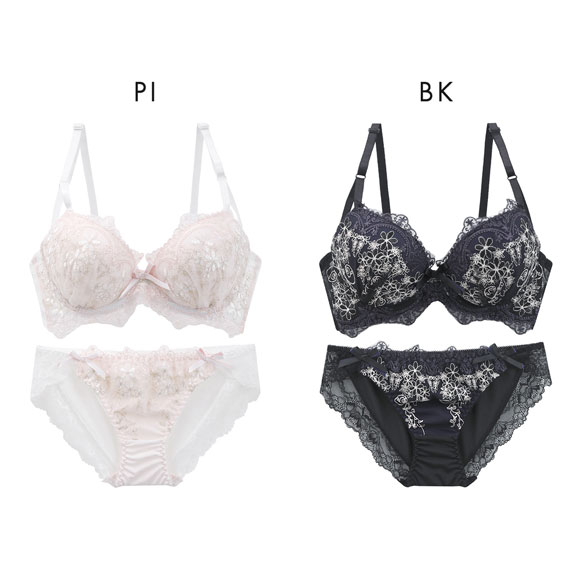 サンエイ 脇高 アンティークレーシィフラワー ブラセット EF 大きいサイズ グラマー 脇肉 はみ肉すっきり 脇寄せ ブラジャー ショーツ SANEI