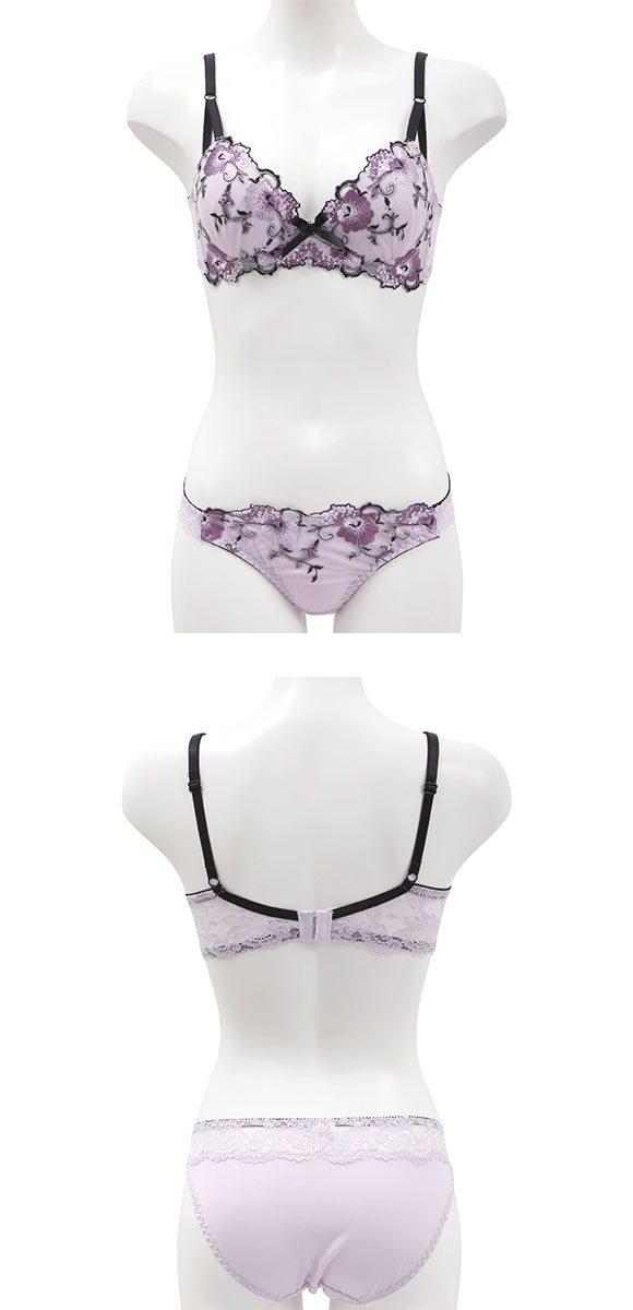 サンエイ 脇高 シックフラワー ブラセット ABCD 脇肉 はみ肉すっきり 脇寄せ ブラジャー ショーツ セット 美胸 谷間 丸胸 SANEI