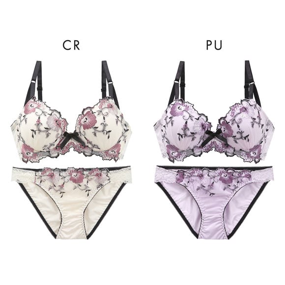 サンエイ 脇高 シックフラワー ブラセット EF 大きいサイズ グラマー 脇肉 はみ肉すっきり 脇寄せ ブラジャー ショーツ セット 美胸 谷間 丸胸 SANEI