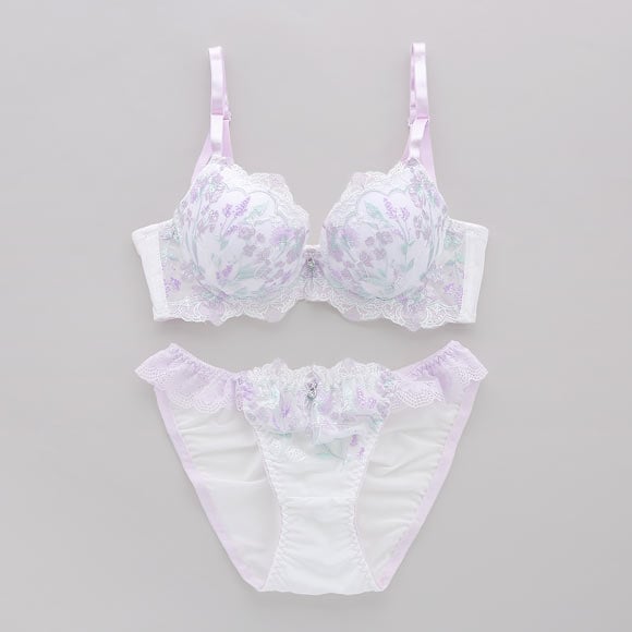 サンエイ 脇高 ガーリーフラワーブーケ ブラセット ABCD 脇肉 はみ肉すっきり 脇寄せ ブラジャー ショーツ セット 美胸 谷間 丸胸 SANEI