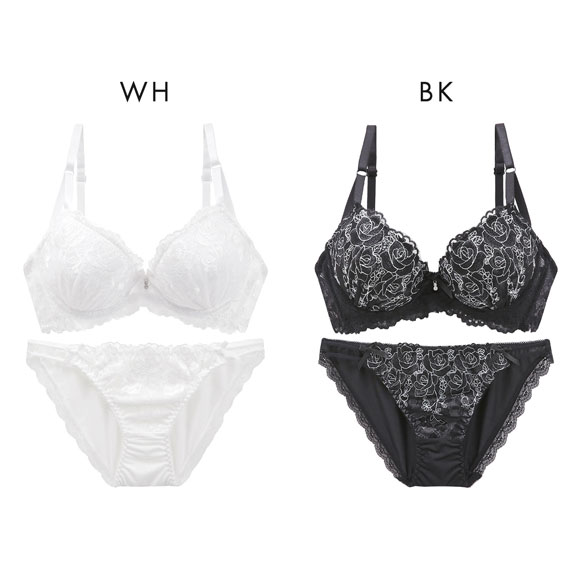 サンエイ 脇高 グロッシーローズレース ブラセット ABCD 脇肉 はみ肉すっきり 脇寄せ ブラジャー ショーツ セット 美胸 谷間 丸胸 SANEI