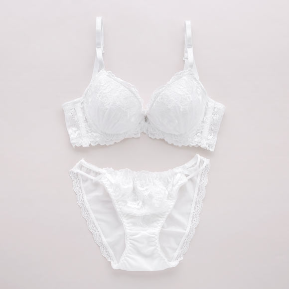 サンエイ 脇高 グロッシーローズレース ブラセット EF 大きいサイズ グラマー 脇肉 はみ肉すっきり 脇寄せ ブラジャー ショーツ セット 美胸 谷間 丸胸 SANEI