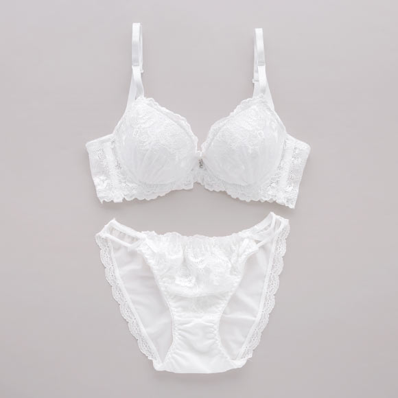 サンエイ 脇高 グロッシーローズレース ブラセット EF 大きいサイズ グラマー 脇肉 はみ肉すっきり 脇寄せ ブラジャー ショーツ セット 美胸 谷間 丸胸 SANEI