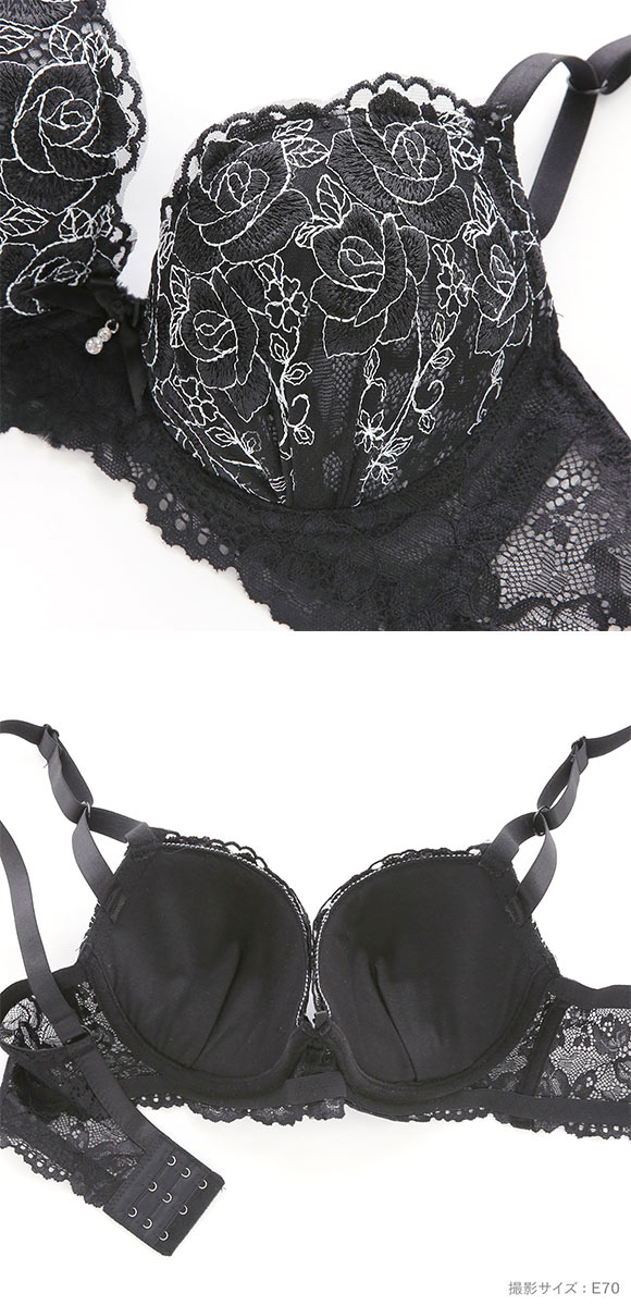 サンエイ 脇高 グロッシーローズレース ブラセット EF 大きいサイズ グラマー 脇肉 はみ肉すっきり 脇寄せ ブラジャー ショーツ セット 美胸 谷間 丸胸 SANEI