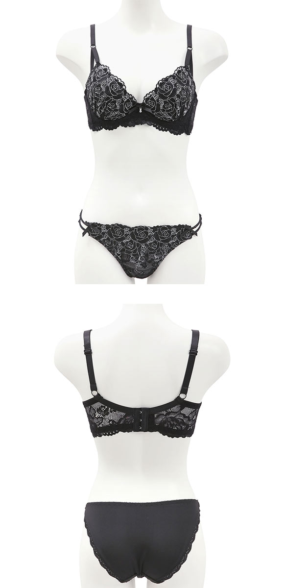 サンエイ 脇高 グロッシーローズレース ブラセット EF 大きいサイズ グラマー 脇肉 はみ肉すっきり ブラジャー ショーツ セット 美胸 谷間 丸胸 SANEI