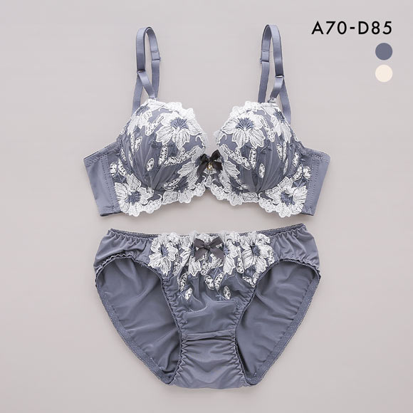 サンエイ 脇高 リュクスフラワー刺繍 ブラセット ABCD 脇肉 はみ肉すっきり 脇寄せ ブラジャー ショーツ セット 美胸 SANEI