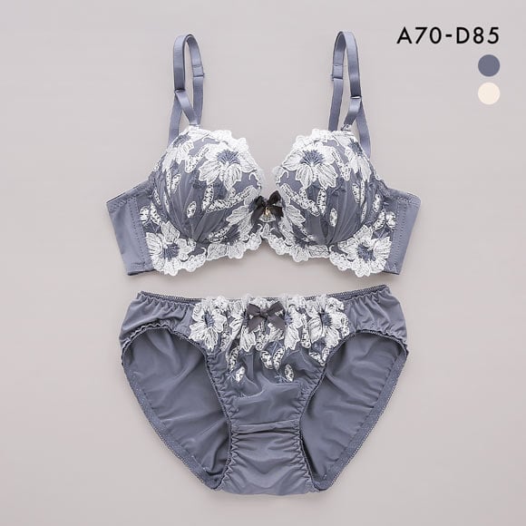 サンエイ 脇高 リュクスフラワー刺繍 ブラセット ABCD 脇肉 はみ肉すっきり 脇寄せ ブラジャー ショーツ セット 美胸 SANEI