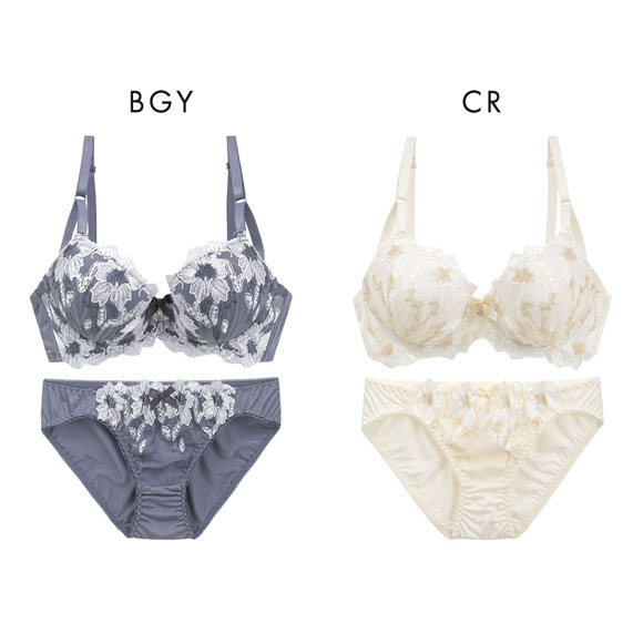 サンエイ 脇高 リュクスフラワー刺繍 ブラセット ABCD 脇肉 はみ肉すっきり 脇寄せ ブラジャー ショーツ セット 美胸 SANEI