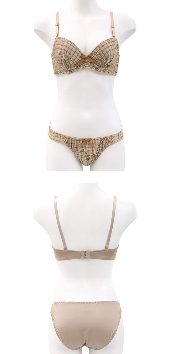 サンエイ ガーリーチェックフラワー ブラセット ABCD 脇肉 はみ