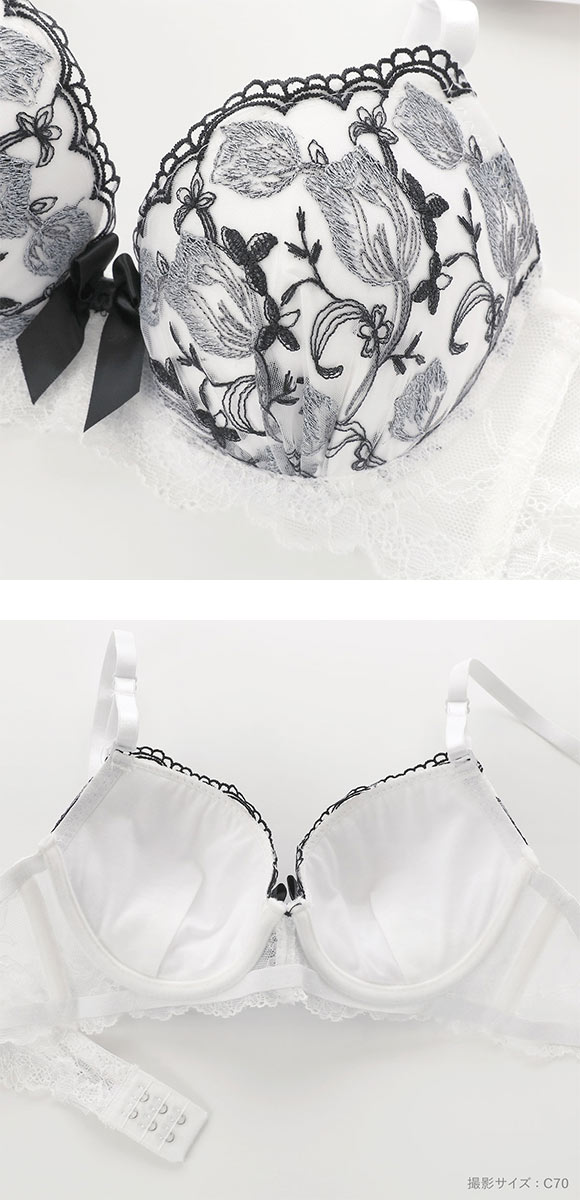 サンエイ グロッシーチューリップ ブラセット ABCD ブラジャー ショーツ セット 美胸 谷間 丸胸 SANEI