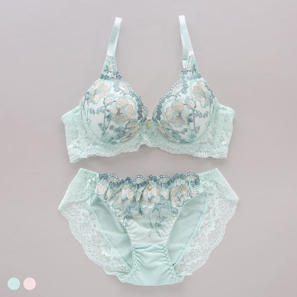 サンエイ 脇高 シアーフルール ブラセット ABCD 脇肉 谷間 盛り はみ肉すっきり 脇寄せ ブラジャー ショーツ セット 美胸 SANEI