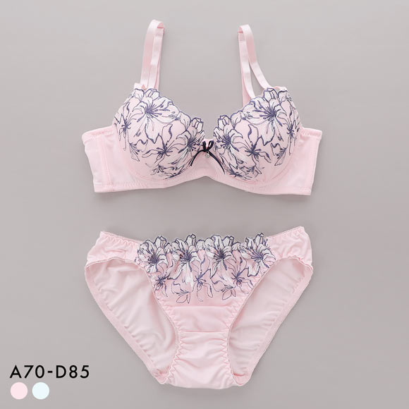 サンエイ 脇高 フェミニンカサブランカ ブラセット ABCD 脇肉 はみ肉すっきり 脇寄せ ブラジャー ショーツ セット 美胸 SANEI