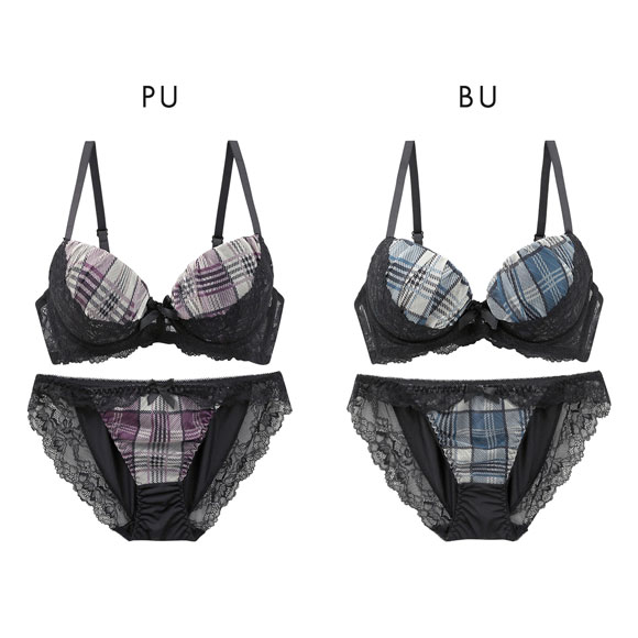 サンエイ 脇高 グロッシーチェック ブラセット ABCD 脇肉 はみ肉すっきり 脇寄せ 着やせ ブラジャー ショーツ セット SANEI