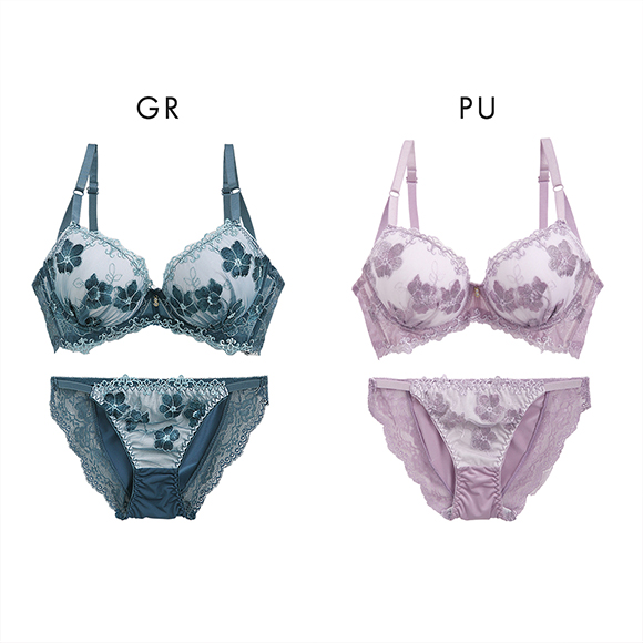 サンエイ 脇高 ミスティックフラワー ブラセット ABCD 脇肉 谷間 盛り はみ肉すっきり 脇寄せ ブラジャー ショーツ セット 美胸 SANEI