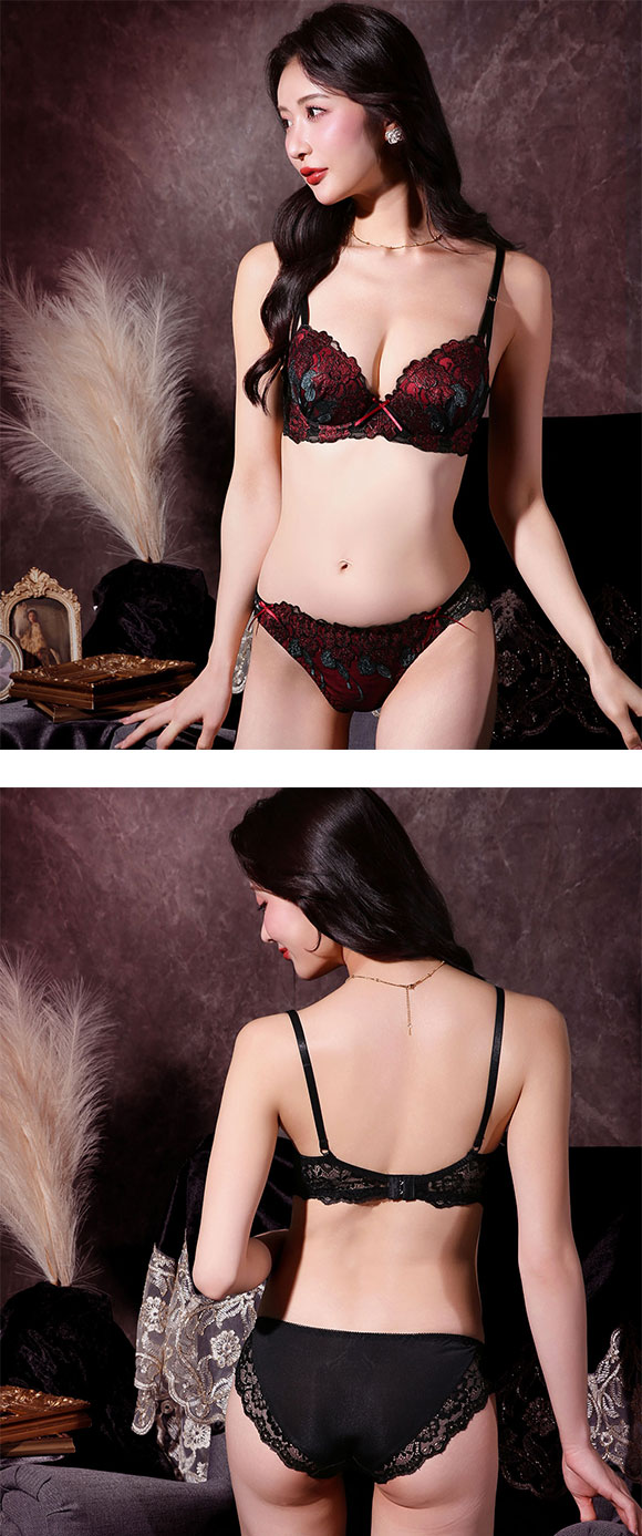 サンエイ 脇高 ステンドグラスローズ ブラセット ABCD 脇肉 谷間 盛り はみ肉すっきり 脇寄せ ブラジャー ショーツ セット 美胸 SANEI