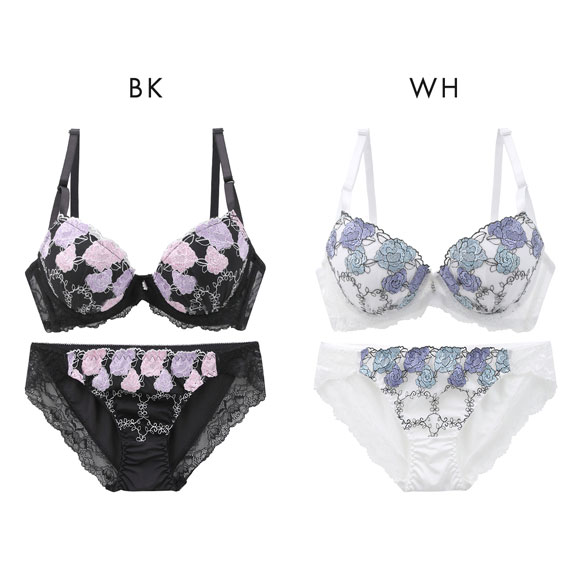 サンエイ 脇高 ゴージャスローズ ブラセット EF 大きいサイズ グラマー 脇肉 谷間 盛り ブラジャー ショーツ セット 美胸 SANEI