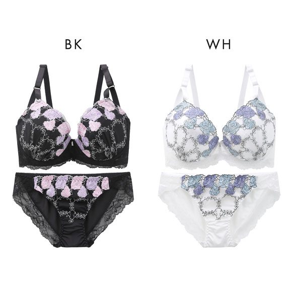 サンエイ 脇高 ゴージャスローズ ブラセット GHI 大きいサイズ グラマー 脇肉 はみ肉すっきり ブラジャー ショーツ 美胸 SANEI