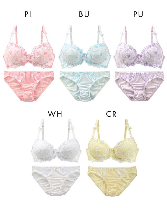 サンエイ SANEI ギュピールレース 小花刺繍 ブラジャー ショーツ