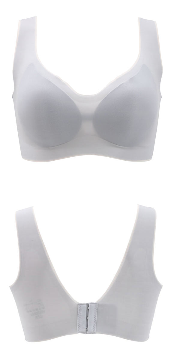   bralette/アンダーウェア・ホワイト／グレー サンエイ なめらかFit レイヤード風 超薄ブラ 脇高 ノンワイヤー M L