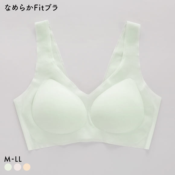 サンエイ SANEI なめらかFit まるで素肌 超薄フィットブラ 脇高 ノンワイヤー M L L 脇肉 すっきり 脇寄せ シームレス 敏感肌 単品